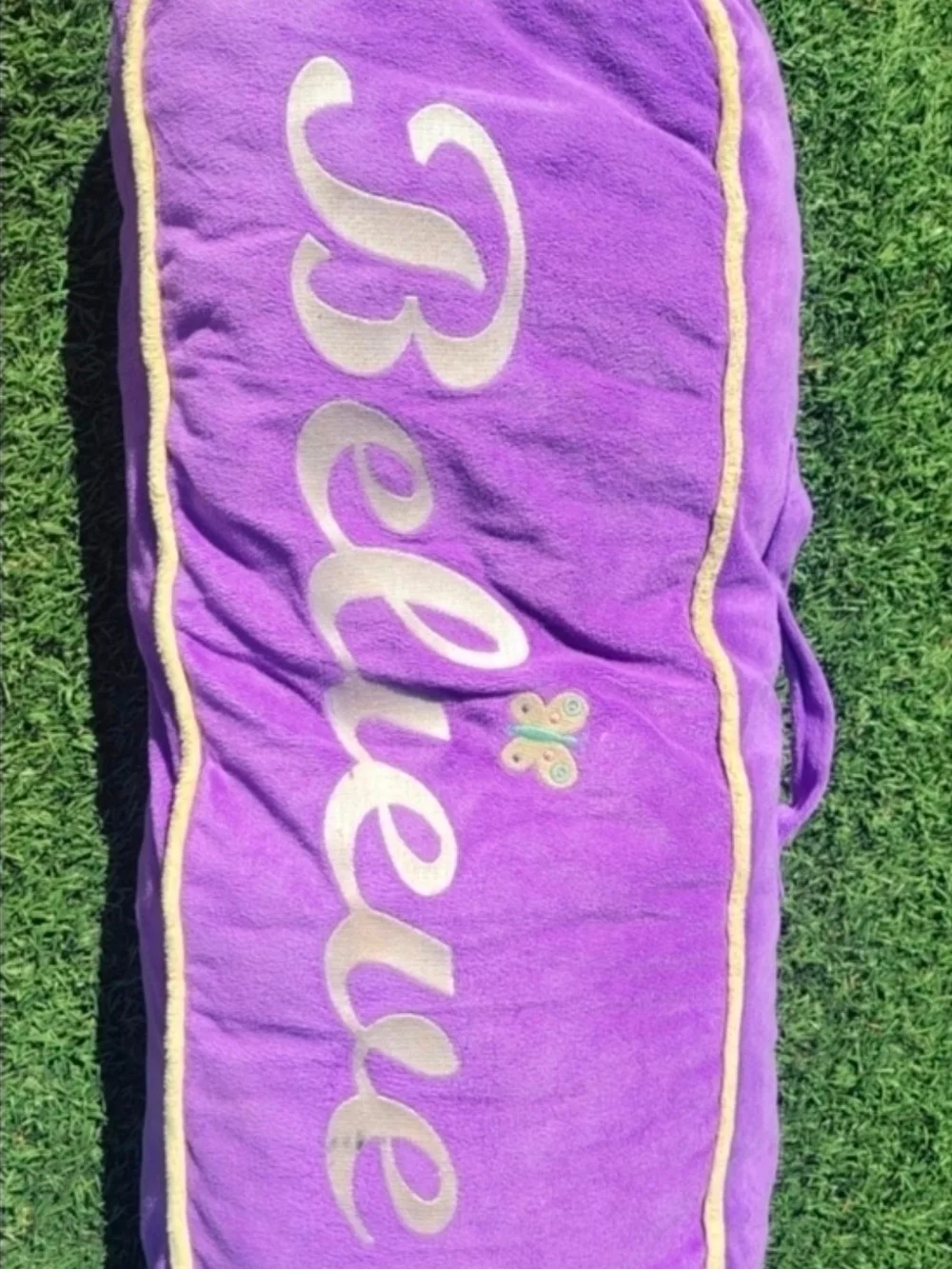 Kids Purple Pillow with Yellow Trim